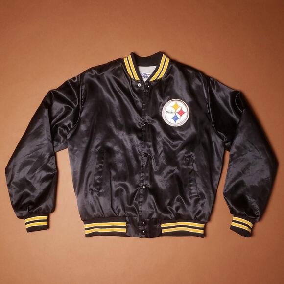 Vintage 80s chalkline steelers satin jacket Mens Large Bomber & Varsity
